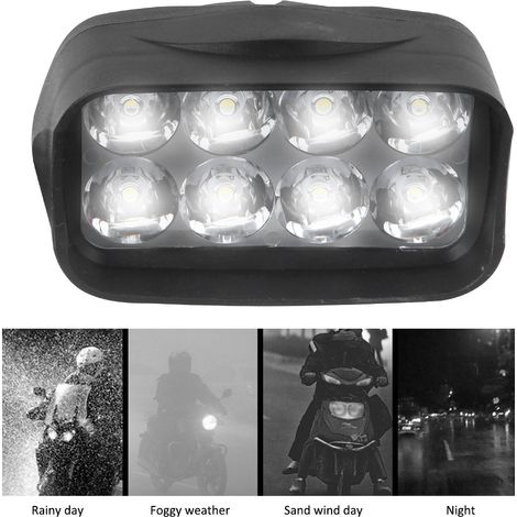 Phare LED 8 LEDs pour Moto et Vélo, Lumière Puissante avec Dissipation Thermique Efficace