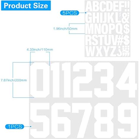 141 Pcs Lettres et Chiffres Thermocollantes, Lettres à Repasser 2 pouces pour Vêtements, Chiffres Thermocollantes 8 pouces pour Maillots de Football, Lettre Thermocollante pour Tissu Lavables (Blanc)