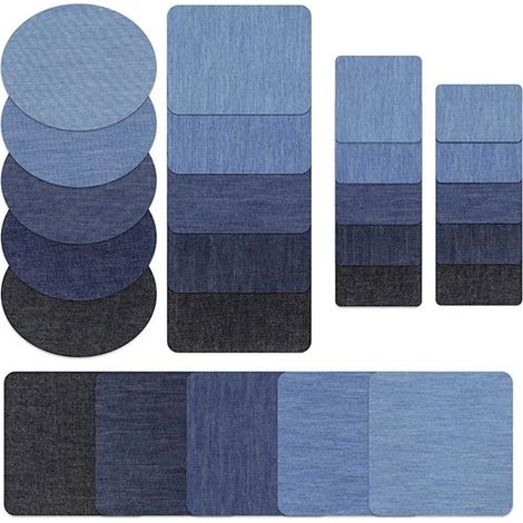 25 pièces Kit de réparation de jeans Patchs à repasser pour vêtements DIY (1/4)