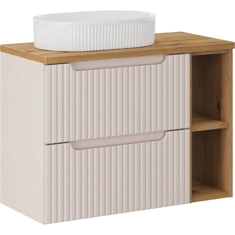 Mueble lavabo individual 80cm 2 cajones 2 compartimientos Riva Cachemira y Madera (1/5)