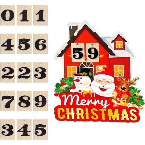 Weihnachten, Lichterdekoration, Heimdekoration, lustiger tragbarer Countdown-Kalender aus Holz für Tisch und Schreibtisch (1/5)