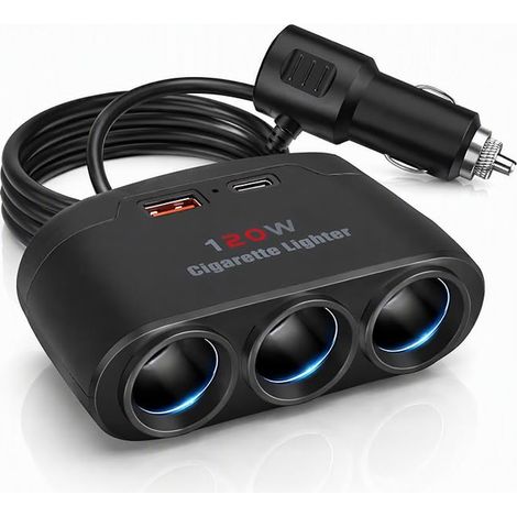 Multiprise Allume Cigare 12V/24V 120W, Chargeur USB C Voiture (1/5)