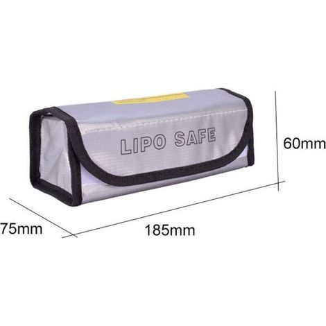 Bolsa de seguridad para baterías de litio, ignífuga y a prueba de explosiones, con protección contra la carga de la batería. (1/4)
