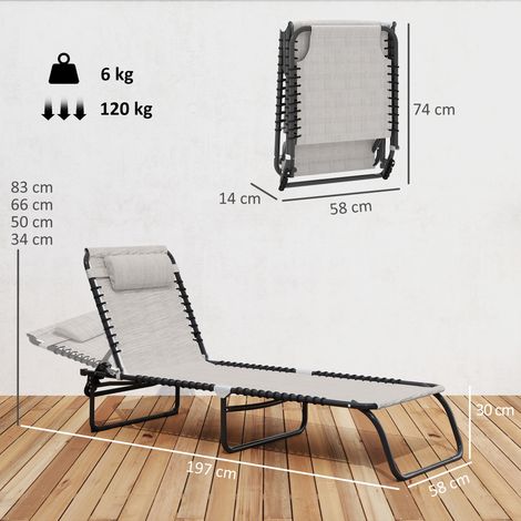 Chaise longue pliante, transat de jardin, chaise longue avec dossier réglable 4 positions, chaise longue de camping résistante aux intempéries, charge maximale 120 kg, pour jardin, plage, piscine, bla (1/5)