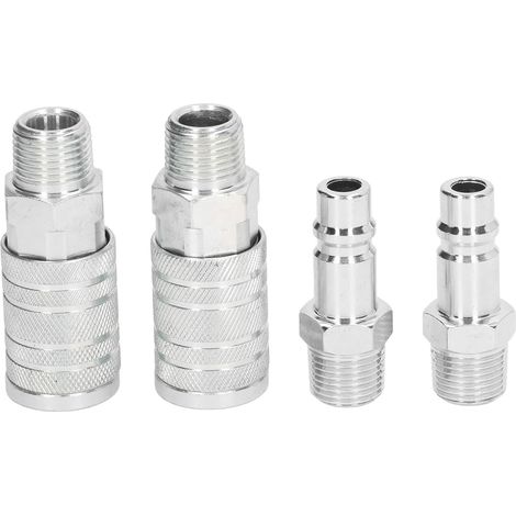 Raccords de Tuyau d'air 1/2 4 Pièces, Tuyau d'air à Connexion Rapide pour Compresseur ', Raccords à Connexion Rapide 1/2 Po NPT Mâle Femelle 300 PSI, de Pneumatique (1/4)