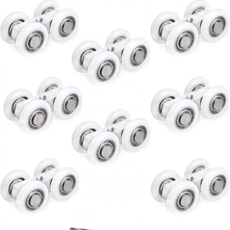 6,5 x 1,9 cm Roulettes Porte Coulissante – Lot de 8 Pièces, Roues en Caoutchouc pour Porte de Douche et Coulissante (1/5)