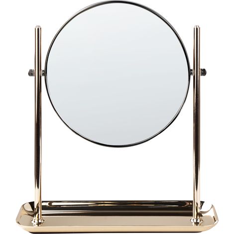 Espejo de maquillaje de metal vidrio dorado negro 20 cm bandeja aumento Finistere