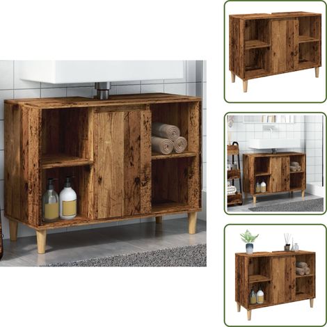 - vidaXL Mobile da Bagno Legno Antico 80x33x60 cm in Legno Multistrato -