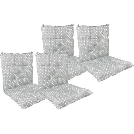 Set Cuscini Sedia Con Schienale Imbottiti Con Laccetti Banda Elastica 40 x 80 Cm CuoricinoGrigio - 4 Pezzi