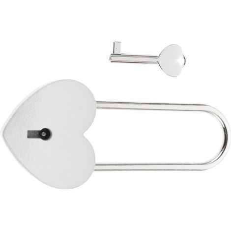 Lot de 2 Cadenas de Cœur Blanc, Longue Taille, Alliage de Zinc Antirouille Clés, Serrure Sécurisée pour Valises, Armoires et Usage Couple, Mariage et Souvenirs Amoureux (1/5)