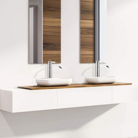 Robinet d'évier de salle de bain chromé, Bain Haut Bec Pivotant 360° - Mitigeur de Lavabo en Laiton Chromé Design Moderne pour Salle de Bain (1/2)