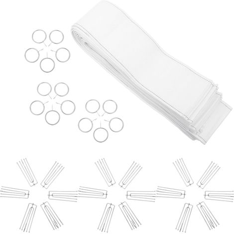 Kit de Crochets et Anneaux pour Rideaux à Plis Pincés Ruban de Finition en Tissu 9 Mètres, 30 Crochets en Acier Inoxydable et 30 Anneaux Argentés, Accessoires pour Confection (1/5)