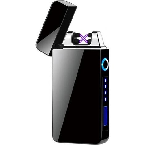 Briquet Electrique Rechargeable - Double Arc - Indicateur Puissance - Commande Tactile - Coupe-Vent - Pour Barbecue Bougie Cheminée - 1 Pièce (1/5)