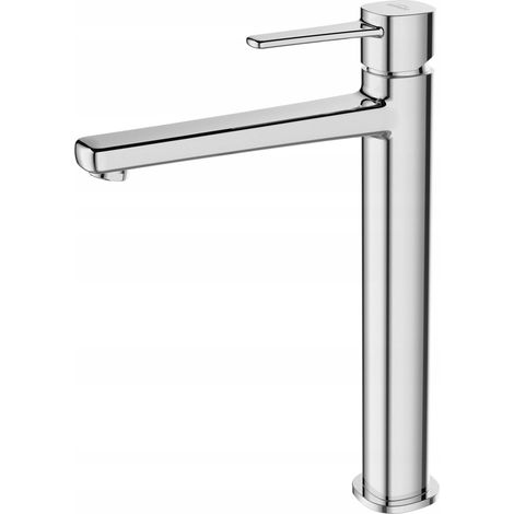 Invena Robinet de lavabo Glamour - Haut - Mécanisme de mélange en céramique 25 mm - Aérateur - Robinet chromé (1/3)