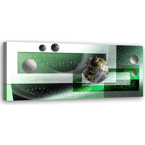 Tableau sur toile Boules métalliques vertes abstraites 90x30 (1/5)