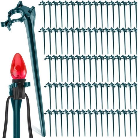 7,5-Zoll-Weihnachtsbeleuchtungspfähle, universell, für Garten, Außenbereich, für Weihnachtsbeleuchtung, Gehwege und Pfade (50, grün)