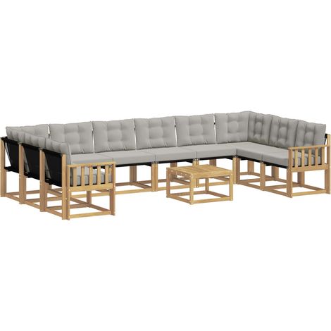 Ensemble de canapés d'extérieur 11 pc Blanc et gris clair vidaXL (1/5)