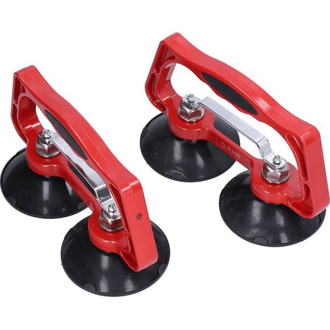 Set mit 2 Hochleistungs-Hebesaugnäpfen, doppelter tragbarer Saugnapf für Glas und Fliesen mit Griff, Tragkraft 35 kg (1/5)