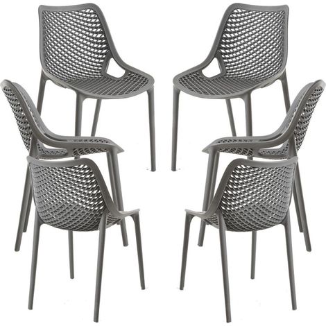 Packs Sillas Jardín - Pack 6 Sillas Kusin - Gris oscuro (1/5)