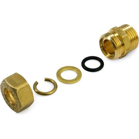 Raccordo M a compressione 3/4"x18 in ottone con anello di serraggio ed O-ring di tenuta, per tubo rame 120001H051800A