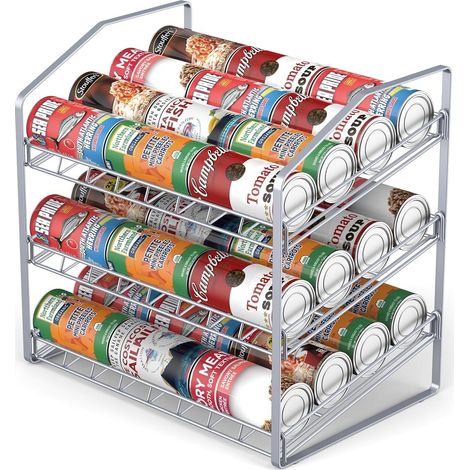 3 Tier Can Organizer for Pantry, Can Dispenser for Pantry, Cabinet, Kitchen (Silver) (1/5)