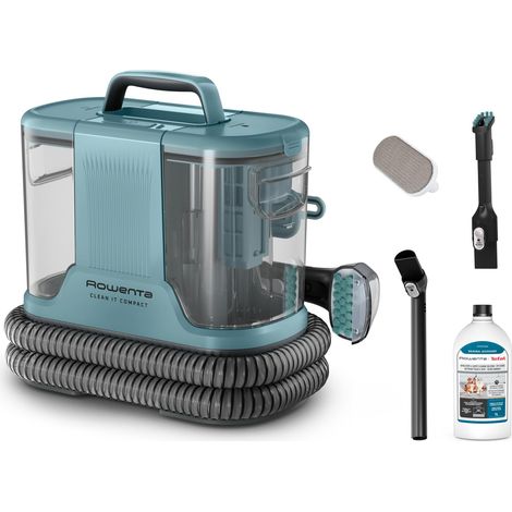 Rowenta Clean It, Smacchiatore Portatile, Auto-Pulizia e Lunga Autonomia, Design Compatto, con Soluzione Detergente Universale, Colore Meaning Blue, IN3021 (1/5)