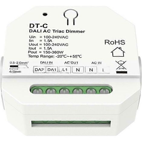 Relais DALI CA Skydance 1CHx8A DH-B (DT7) 150-360W 100-240 V CA, variateur DALI à triac DT-C (DT4) un canal 0,02 A max. 8 A (1/5)