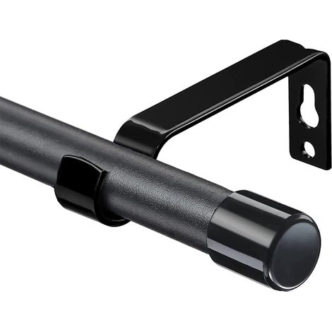 Asta per tende singola in metallo nero, regolabile, 76-116 cm, diametro 16 mm