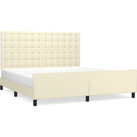 Maison Exclusive - Cadre de lit avec tête de lit Crème 160x200 cm Similicuir