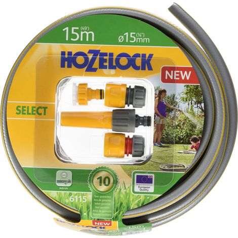 HOZELOCK Tuyau d’arrosage anti UV - gris bandes 3D jaune - 15mm - 15m (1/4)
