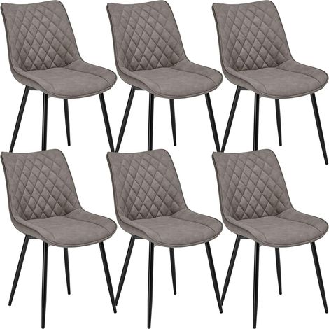 WOLTU Set of 6 Dining Chairs Faux Leather Office Kitchen Chair Living Home-Dark Grey