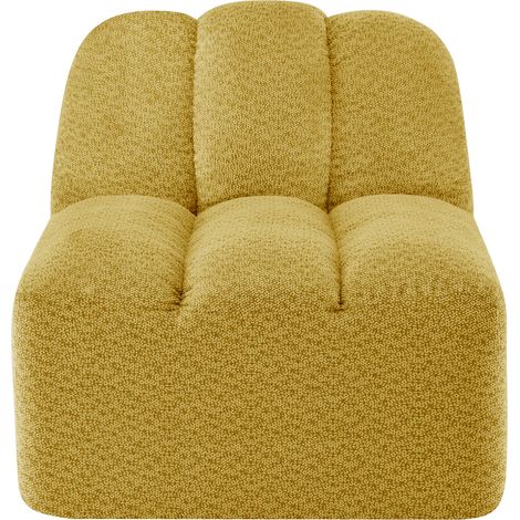 Divano modulare giallo senza braccioli in tessuto bouclé con pouf (1/5)