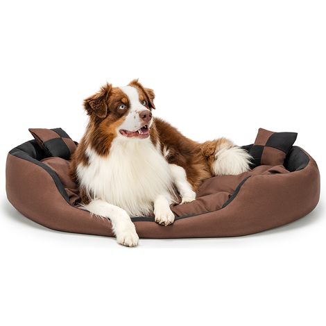 lionto Hundebett, stilvolles 4-in-1 Hundekörbchen, wasserabweisend, kratzfest & pflegeleicht, 110x80 cm, schwarz/braun