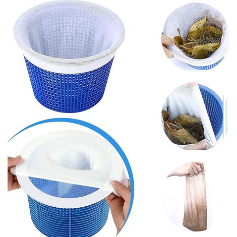 Lot de 6 chaussettes de skimmer pour piscine - Filtre pour panier de piscine - Accessoire pour nettoyage de piscine, nettoyage de bassin, élimine les scarades, la mousse, le pollen (1/5)