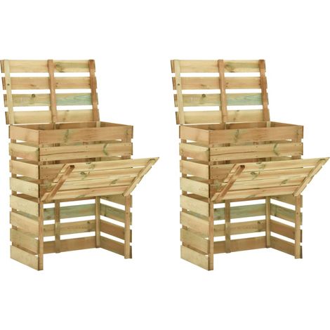 Compostadores de láminas 2 uds madera de pino 80x50x100 cm vidaXL
