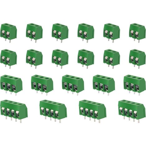 100 Pièces PCB Vis Connecteur, 5mm Pas 2 Broches / 3 Broches / 4 Broches PCB Bornier à Vis, Vert (1/5)