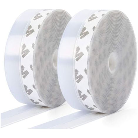 Joints d'étanchéité en silicone, lot de 2, joints autocollants pour bas de porte et fenêtre, transparents, anti-poussière, résistants aux intempéries, insonorisés - (10 m × 25 mm x 10 m) (1/5)