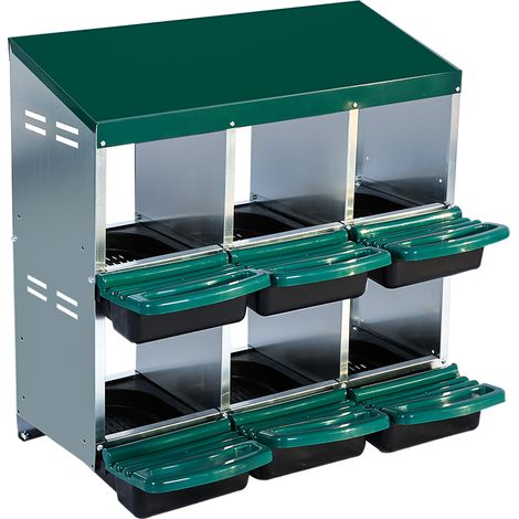 Poulailler galvanisé 6 cases, Pondoir anti-casse, rampe de récupération, protection intégrée, facile à nettoyer, Vert (1/5)