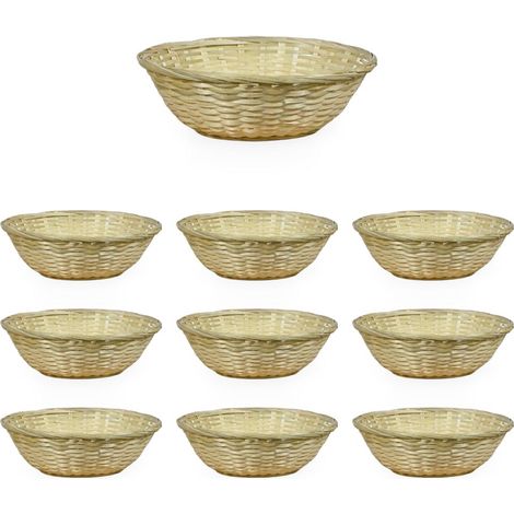 Ceste Cestini espositore intrecciati rotondi x10 fibra naturale cm 23 x 23 x h 8