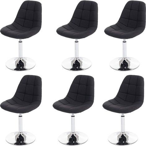 6x chaises de salle à manger en tissu gris foncé pied chromé pivotant CDS04626 (1/5)