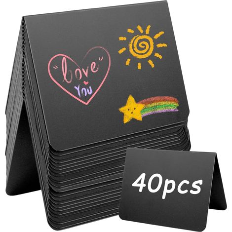 40 mini pizarras reutilizables para etiquetas de precios, ideales para bufés de bodas, panaderías y fiestas. (1/5)