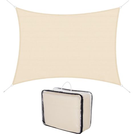 Voile d'ombrage rectangulaire 4x6m toile ombrage extérieur protection anti-UV 185g/m² HDPE, pour jardin terrasse extérieur patio piscine balcon, crème