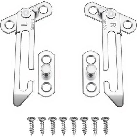 Lot de 2 entrebâilleurs de fenêtre , verrous de fenêtre en acier inoxydable pour fenêtres, serrure de sécurité pour fenêtre gauche et droite (1/5)