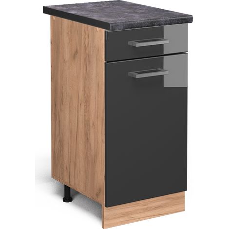 Mueble bajo de cocina R-Line, Antracita alto brillo, 40 cm , ET Antracita, Vicco (1/5)