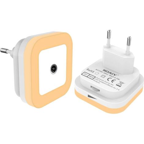 2 Pcs Veilleuse LED Automatique,Lampe de Nuit à Capteur Crépusculaire, LED lampe dimmable,Veilleuse Prise Électrique, Blanc Chaud (1/4)