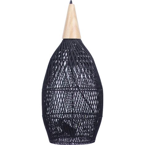Suspension, Design Vintage, Matériau Écologique, 25 X 50CM Noir, Pas d'ampoule (1/2)