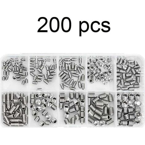 200 pezzi di viti di fissaggio, viti a testa esagonale M3 M4 M5 M6 M8, viti a brugola in acciaio inossidabile, viti per maniglie delle porte, viti a brugola, assortimento di viti di fissaggio coniche (1/4)