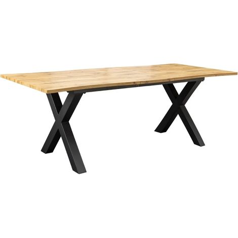 Tavolo da pranzo RIVET estensibile fino a 220 cm - Legno e metallo nero - Stile industriale