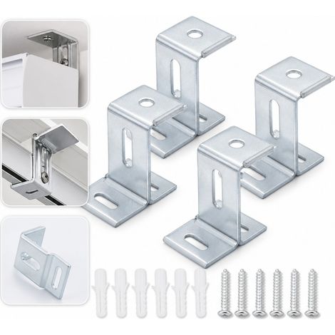 4 Pièces Supports en Forme 7 pour Rail de Store en Fer Argenté, Dimensions 7×3.5 cm, Accessoire pour Rail de 3.8 cm (1/5)