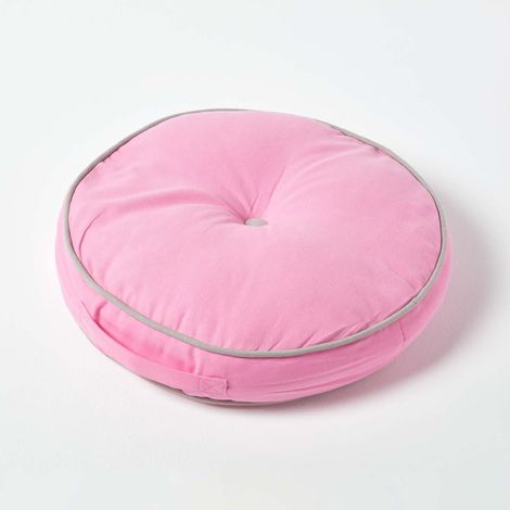 HOMESCAPES Pink and Grey Round Floor Cushion